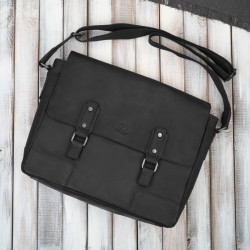 Černá pánská kožená taška na notebook Kobus