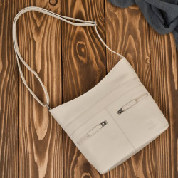 Smetanová dámská kožená crossbody kabelka Almira