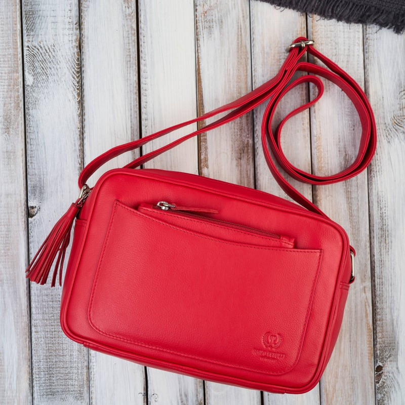 Červená dámská kožená crossbody kabelka Zerina