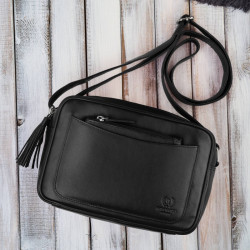 Černá dámská kožená crossbody kabelka Zerina