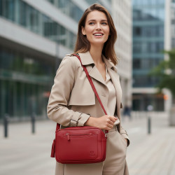 Červená dámská kožená crossbody kabelka Zerina