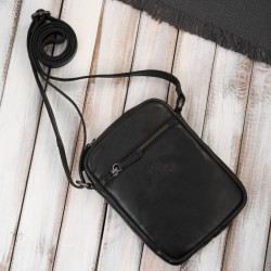 Černý pánský kožený crossbag Adin
