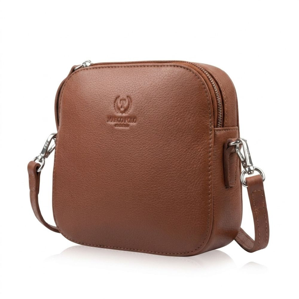 Hnědá dámská kožená crossbody kabelka Ansie