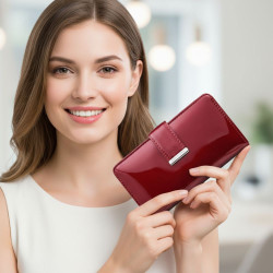 Červená velká dámská kožená peněženka Rebecca
