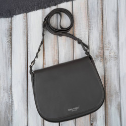 Tmavě hnědá dámská crossbody kožená kabelka Pernille