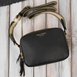 Černá dámská kožená crossbody kabelka Lone