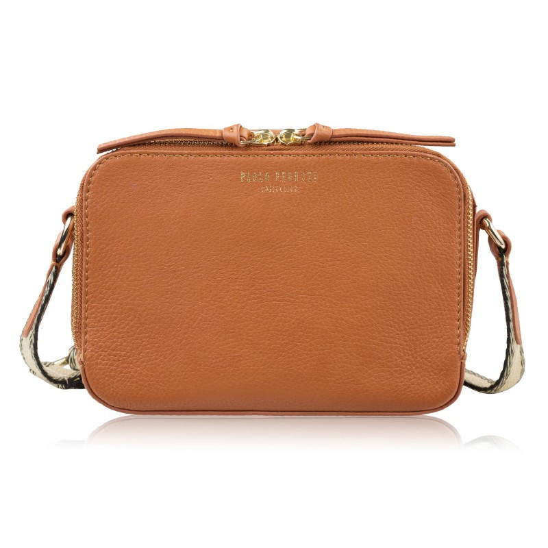 Světle hnědá dámská kožená crossbody kabelka Lone