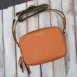 Světle hnědá dámská kožená crossbody kabelka Lone