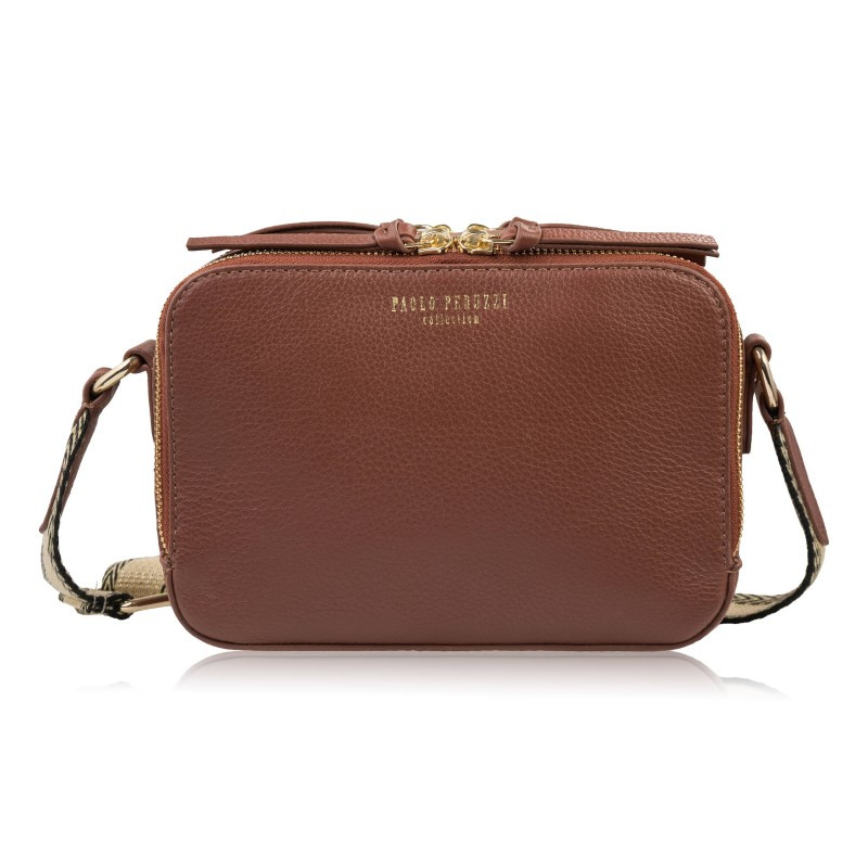 Tmavě hnědá dámská kožená crossbody kabelka Lone