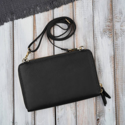 Černá malá dámská crossbody kabelka se zlatým kováním Fotima