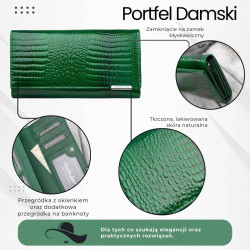 Zelená dámská kožená peněženka s motivem croco Parizda