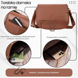 Koňaková dámská kožená kabelka s klopou Madina