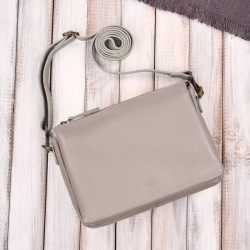 Krémová dámská kožená crossbody kabelka Dilnoza