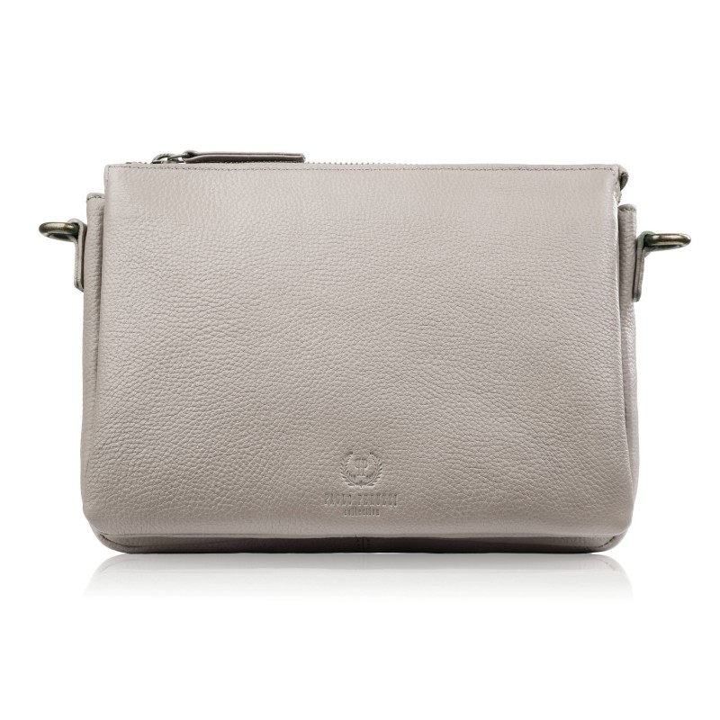 Krémová dámská kožená crossbody kabelka Dilnoza