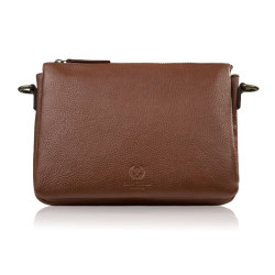 Hnědá dámská kožená crossbody kabelka Dilnoza