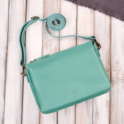 Tyrkysová dámská kožená crossbody kabelka Dilnoza