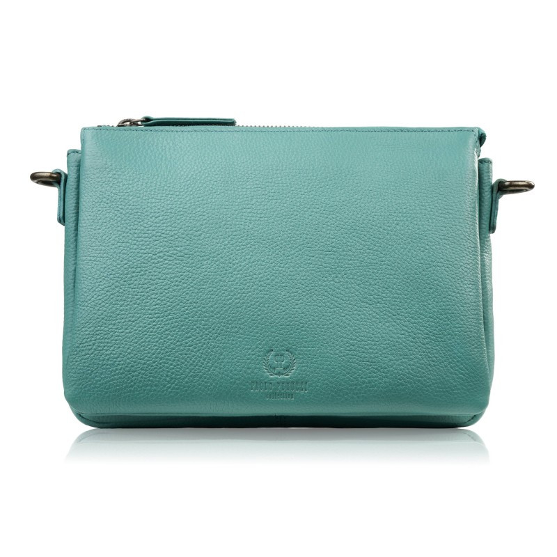 Tyrkysová dámská kožená crossbody kabelka Dilnoza