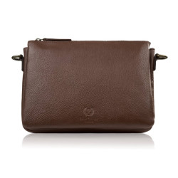 Tmavě hnědá dámská kožená crossbody kabelka Dilnoza
