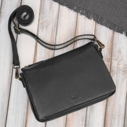 Černá dámská kožená crossbody kabelka Dilnoza