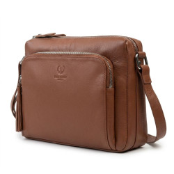 Hnědá dámská kožená crossbody kabelka Jacomina