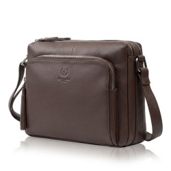 Tmavě hnědá dámská kožená crossbody kabelka Jacomina