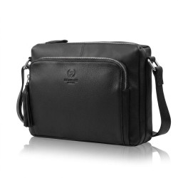 Černá dámská kožená crossbody kabelka se stříbrným kováním Jacomina
