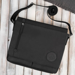 Černá pánská kožená klopová taška na notebook Nurulloh