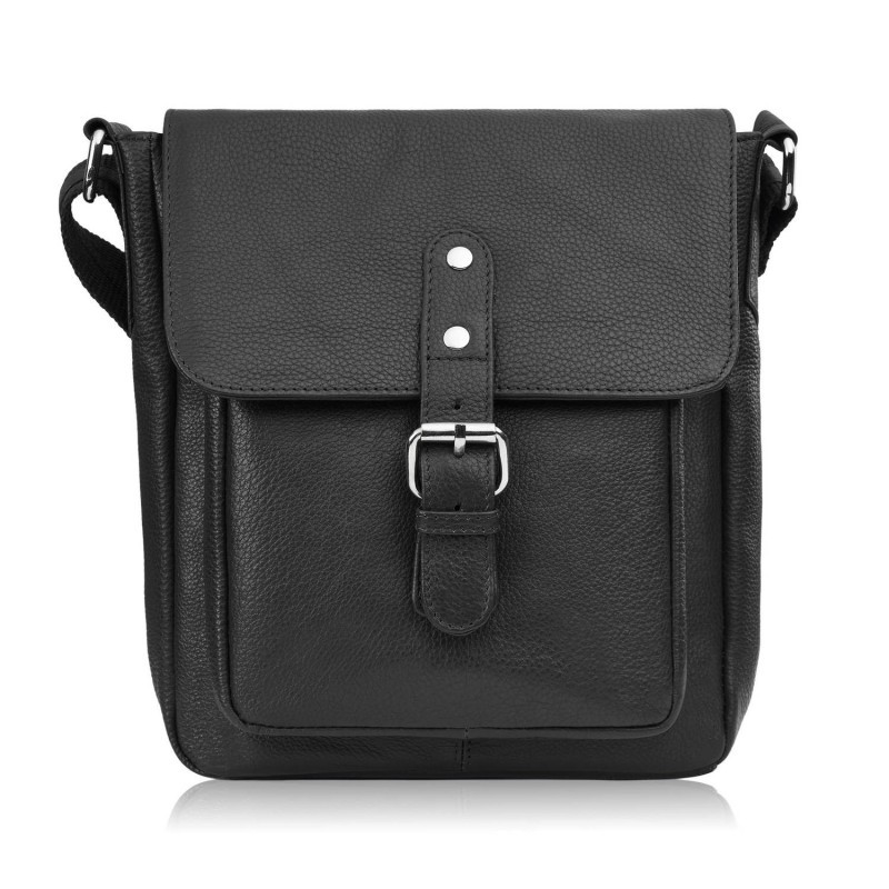 Černý nadčasový pánský kožený crossbag Sergio
