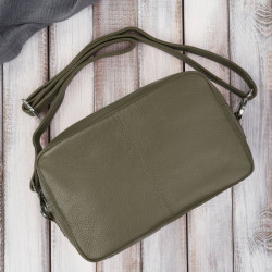 Tmavě zelená dámská kožená crossbody kabelka Martyna