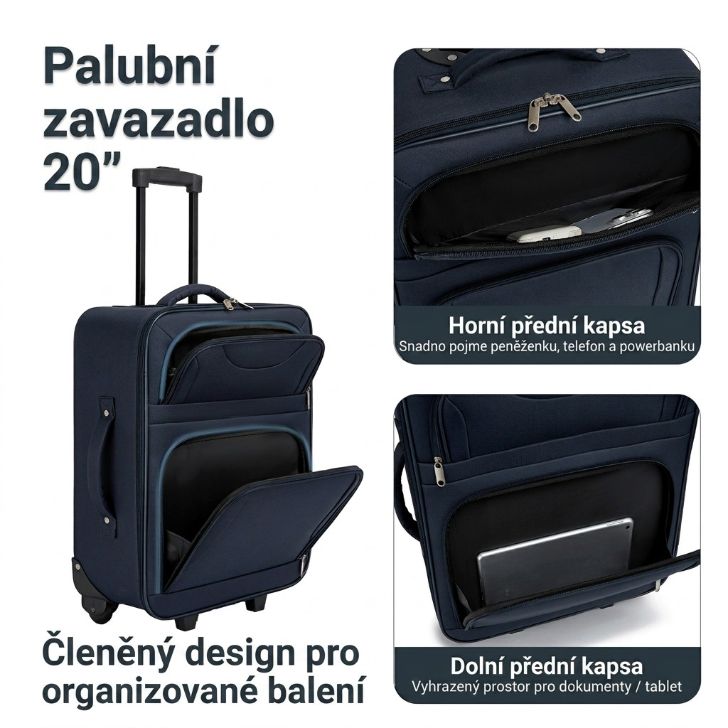 Tmavě modrá cestovní praktická sada 3 v 1 Elvin