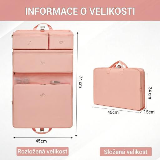 Růžový závěsný cestovní organizér Arzu