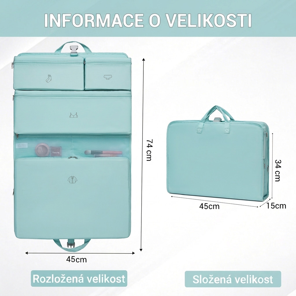 Světle modrý závěsný cestovní organizér Arzu