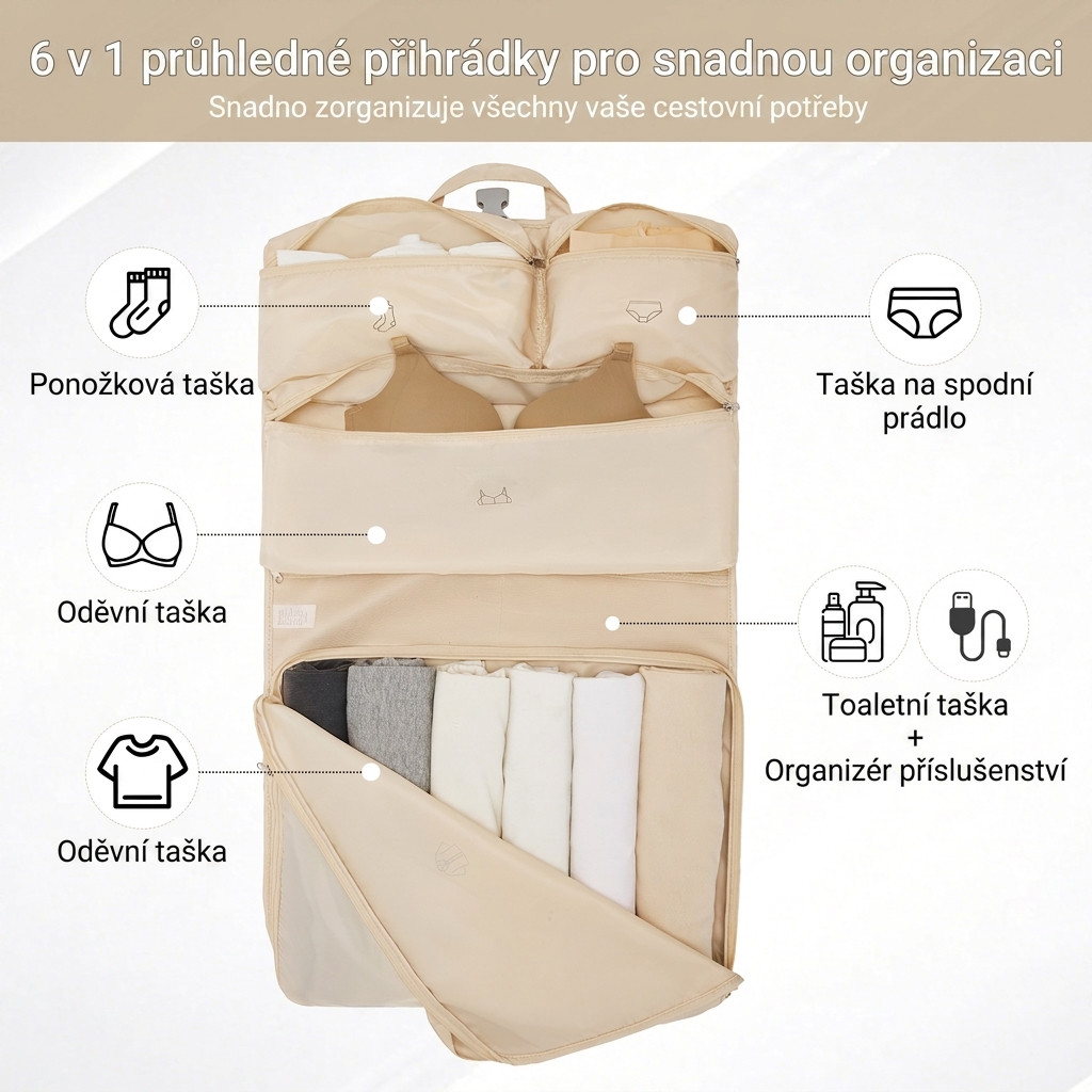 Béžový závěsný cestovní organizér Arzu
