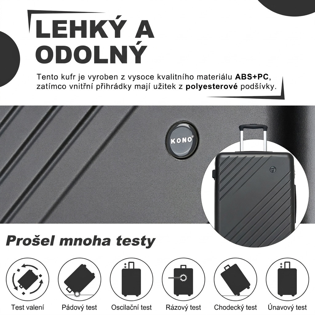 Šedá praktická sada pevných kufrů 3 v 1 Zaur
