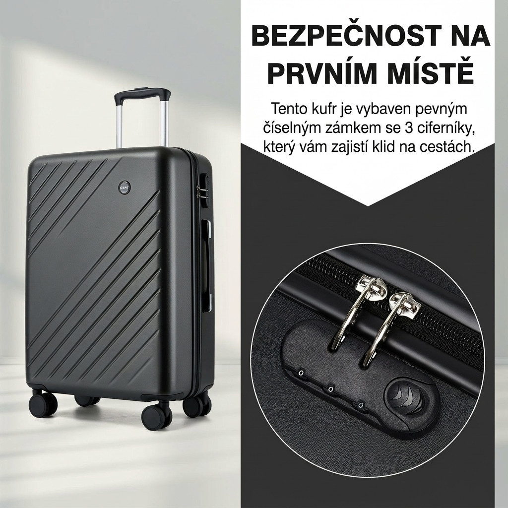 Šedý kvalitní cestovní střední kufr Sahin