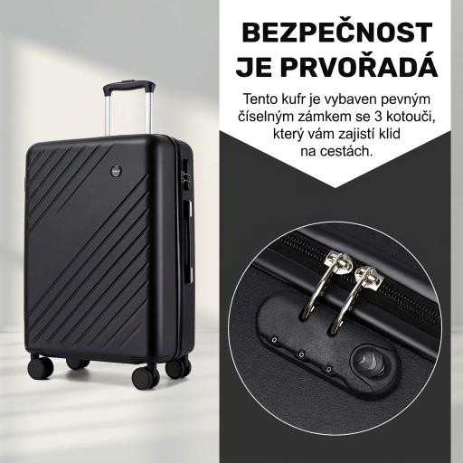 Černá sada malého a velkého kufru 2 v 1 Liam