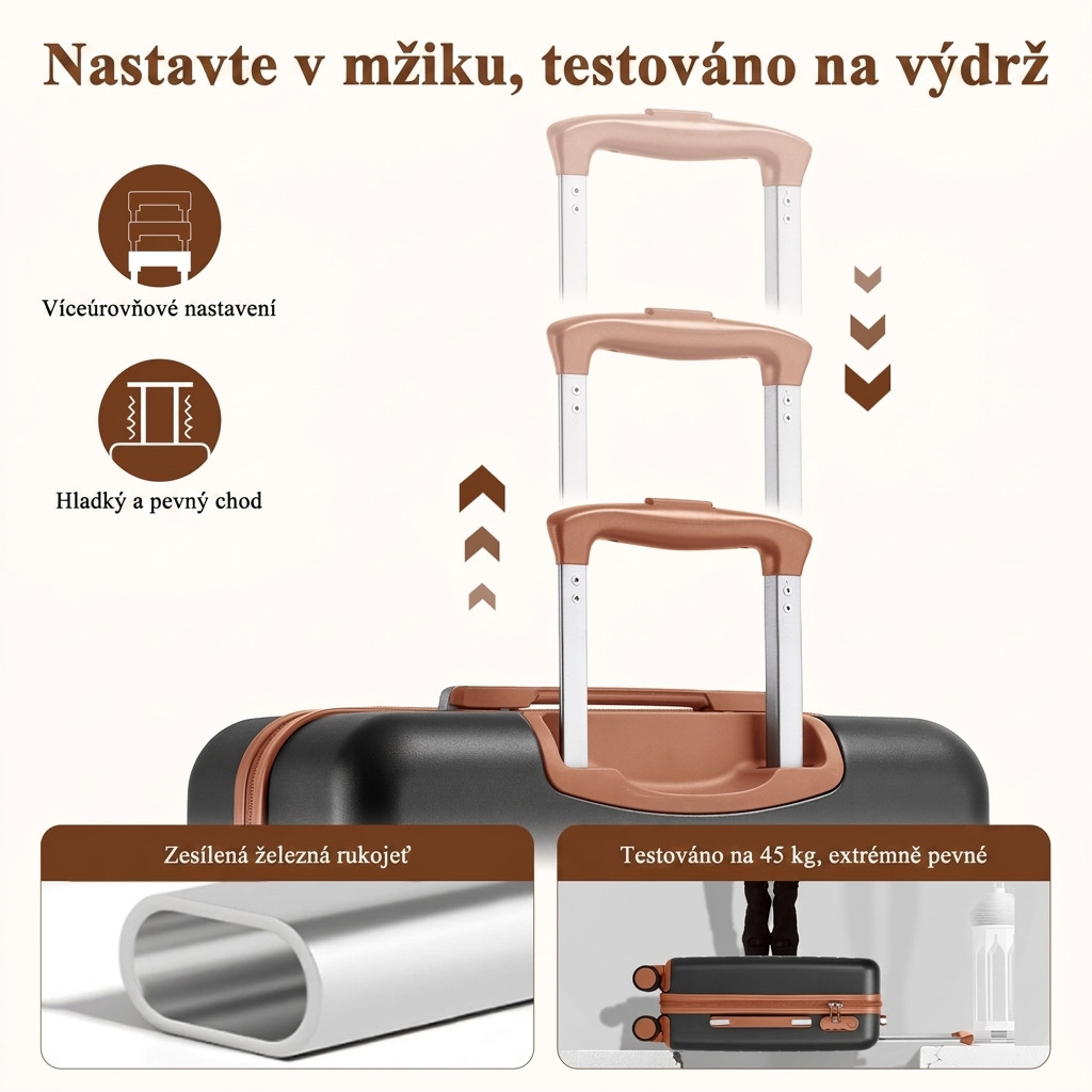 Tmavě šedý luxusní cestovní střední kufr Gilnar