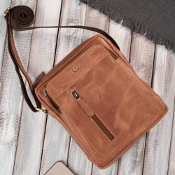 Světle hnědá pánská kožená crossbody taška Lorcan