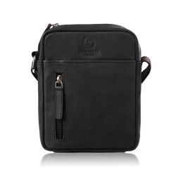 Černá malá pánská kožená crossbody taška Navian