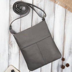 Šedá dámská kožená taška přes rameno - crossbody Virelle