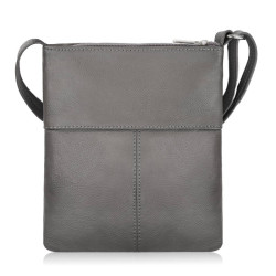 Šedá dámská kožená taška přes rameno - crossbody Virelle