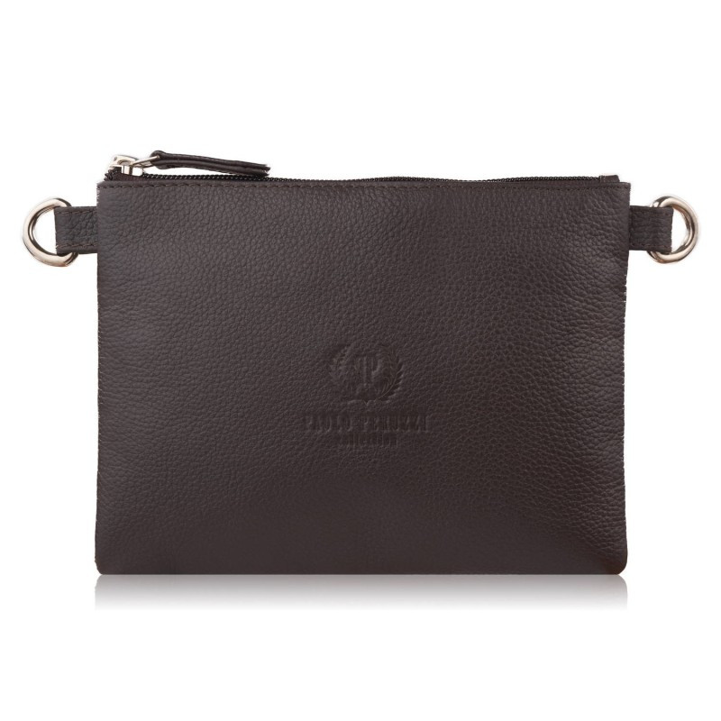 Tmavě hnědá dámská kožená crossbody kabelka Sorelia