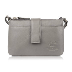 Světle šedá malá dámská kožená crossbody kabelka Meliora