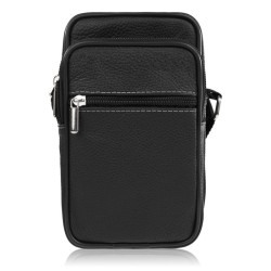 Černá malá pánská kožená crossbody taška Tessar