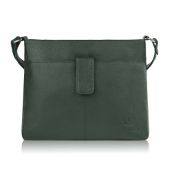 Tmavě zelená dámská kožená crossbody kabelka Nilufar