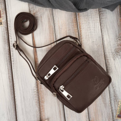 Tmavě hnědý pánský malý kožený crossbag Ilaria