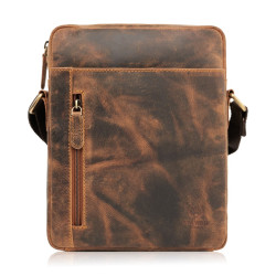 Hnědý pánský kožený crossbag Mehriban