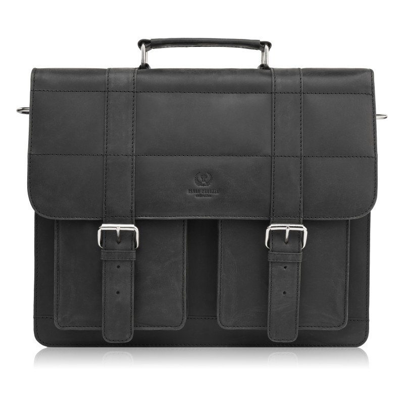 Černá pánská kožená aktovka ve vintage stylu Ravi