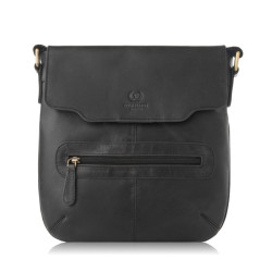 Černá dámská kožená crossbody taška s klopou Lujain