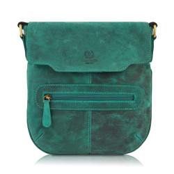 Zelená dámská kožená crossbody taška s klopou Lujain